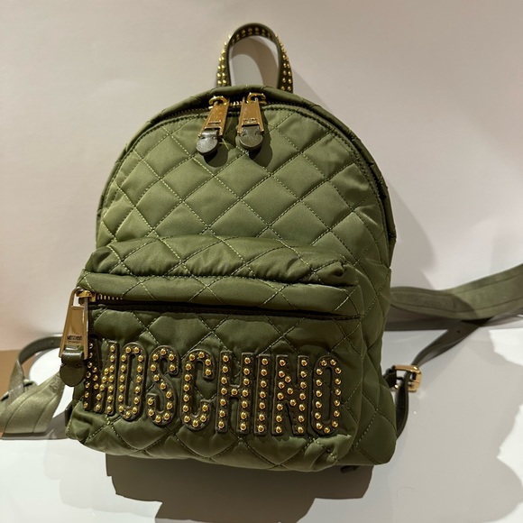 Moschino Studded Logo Backpack Quilted Nylon - Picture 6 of 16